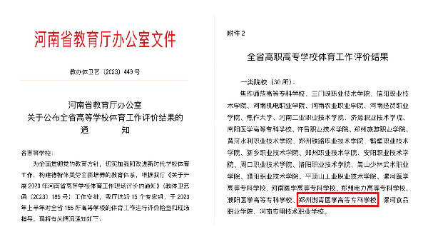 喜报！我校获评全省高职高专学校体育工作一类院校